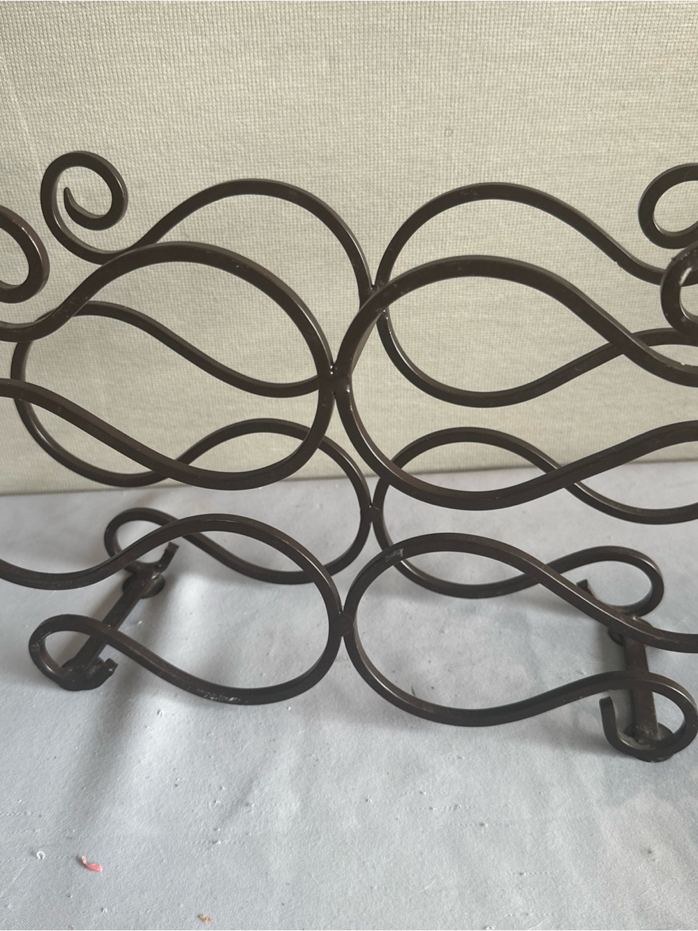Ornate Brown Metal Wall Hook Panel - Decorative Scroll Design. 15X9 inches